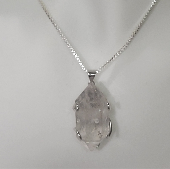 LARGE GENUINE Herkimer Diamond STERLING SILVER 925 NECKLACE - Picture 5 of 11